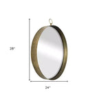 Miroir décoratif rond HomeRoots 28, cadre en fer doré