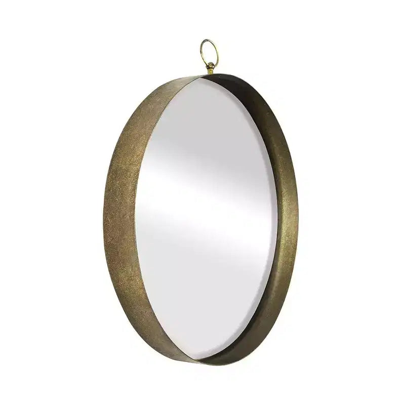 Miroir décoratif rond HomeRoots 28, cadre en fer doré