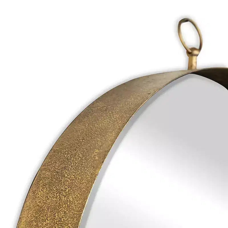 Miroir décoratif rond HomeRoots 28, cadre en fer doré