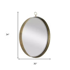 HomeRoots Miroir d'appoint rond en fer, 34 po, doré