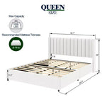Cadre de lit plateforme Christopher Knight Home Fred Queen Size en bois avec tête de lit capitonnée en tissu bouclette