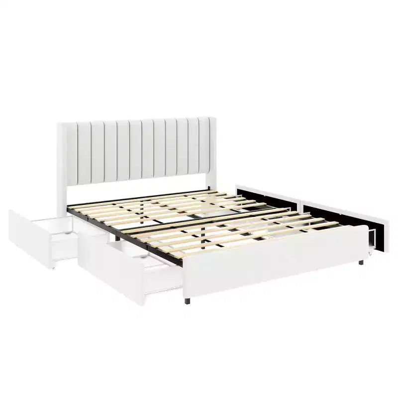 Cadre de lit plateforme Christopher Knight Home Fred Queen Size en bois avec tête de lit capitonnée en tissu bouclette