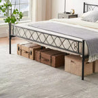 Cadre de lit moderne, plateforme de lit en métal avec tête et pied de lit, cadre de lit robuste avec espace de rangement de 34,8 cm sous le lit, montage facile, noir