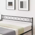 Cadre de lit moderne, plateforme de lit en métal avec tête et pied de lit, cadre de lit robuste avec espace de rangement de 34,8 cm sous le lit, montage facile, noir
