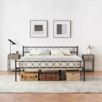 Cadre de lit moderne, plateforme de lit en métal avec tête et pied de lit, cadre de lit robuste avec espace de rangement de 34,8 cm sous le lit, montage facile, noir