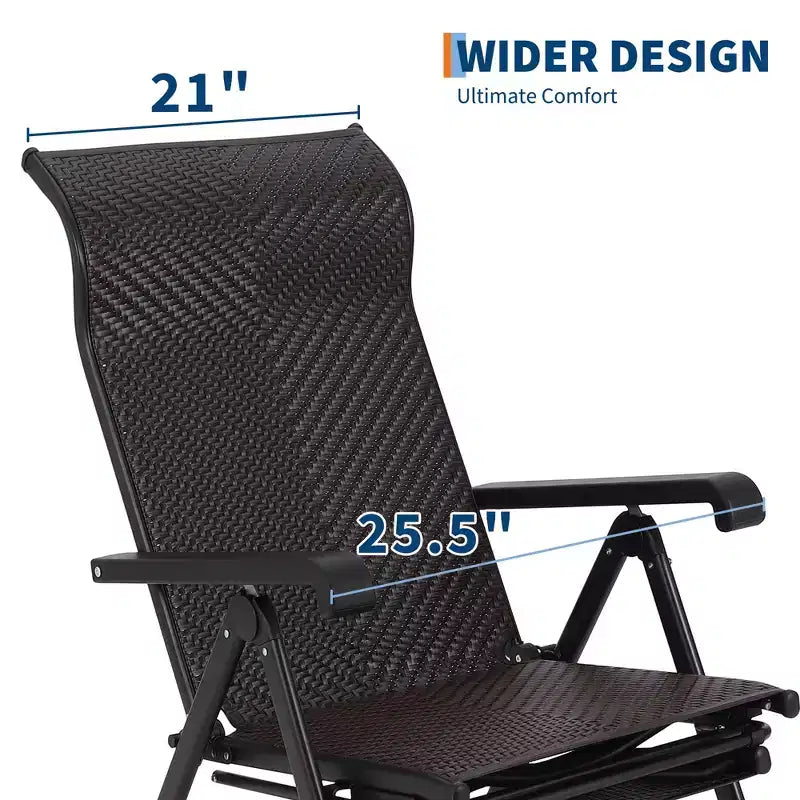 Chaise longue pliante d'extérieur en rotin, chaise longue de patio avec dossier haut réglable et repose-pieds extérieur réversible, chaises longues portables