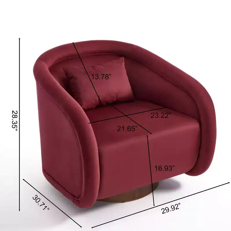 GDFStudio Jeremy Fauteuil pivotant moderne 30 en bois d'hévéa et tissu
