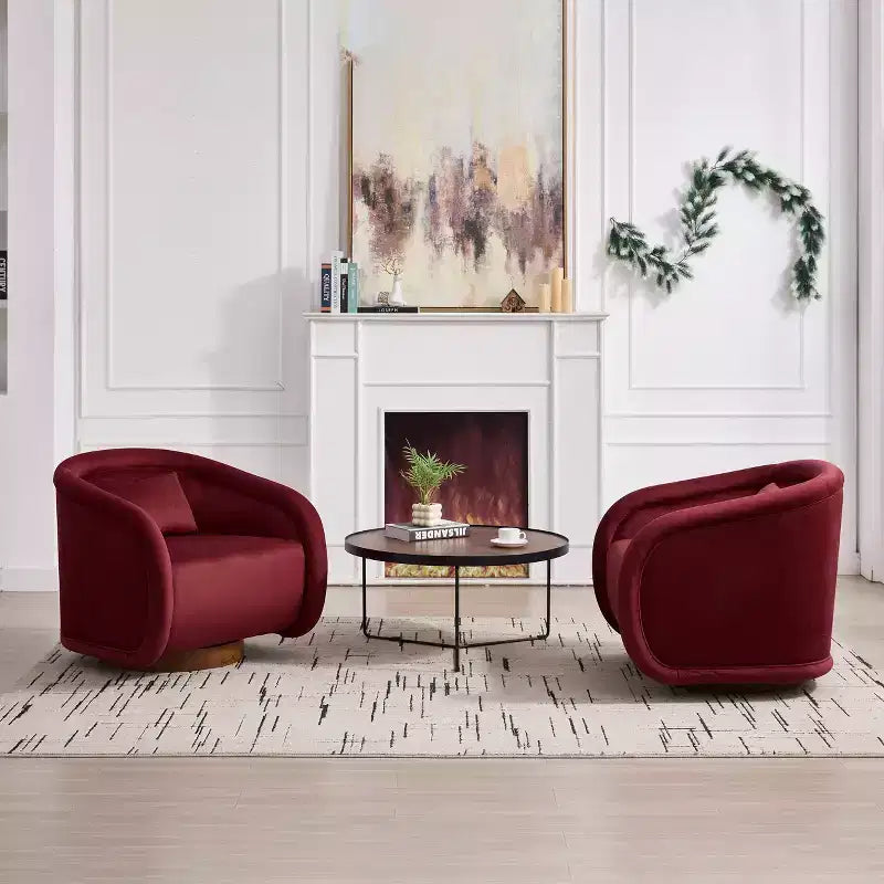 GDFStudio Jeremy Fauteuil pivotant moderne 30 en bois d'hévéa et tissu