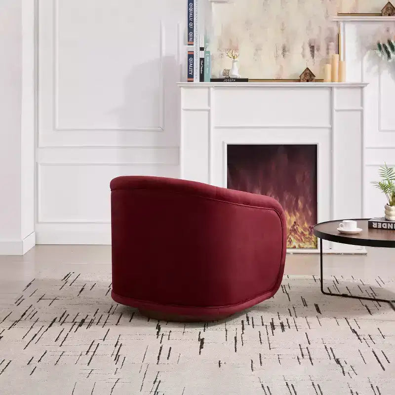GDFStudio Jeremy Fauteuil pivotant moderne 30 en bois d'hévéa et tissu