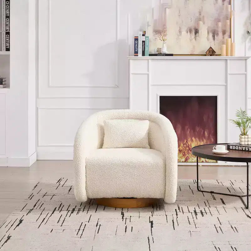 GDFStudio Jeremy Fauteuil pivotant moderne 30 en bois d'hévéa et tissu