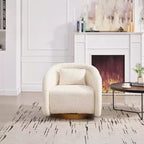 GDFStudio Jeremy Fauteuil pivotant moderne 30 en bois d'hévéa et tissu