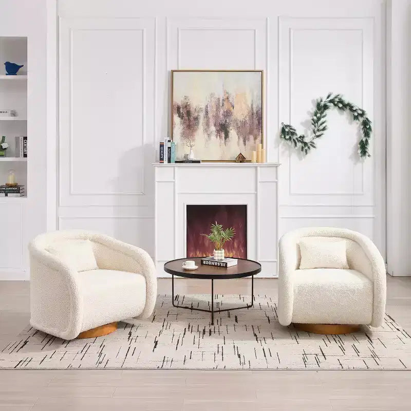 GDFStudio Jeremy Fauteuil pivotant moderne 30 en bois d'hévéa et tissu