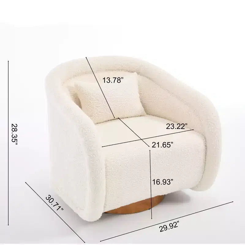 GDFStudio Jeremy Fauteuil pivotant moderne 30 en bois d'hévéa et tissu
