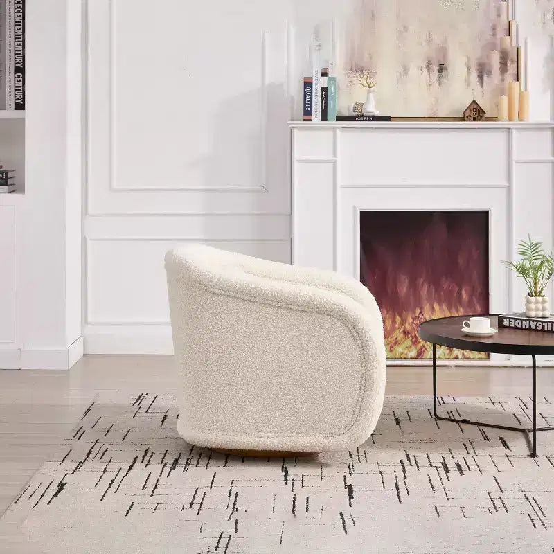 GDFStudio Jeremy Fauteuil pivotant moderne 30 en bois d'hévéa et tissu
