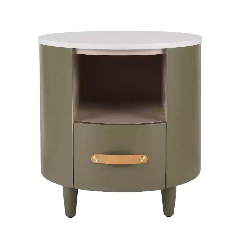 Christopher Knight Home Emmie Table de chevet ronde moderne avec tiroir de rangement et étagère ouverte
