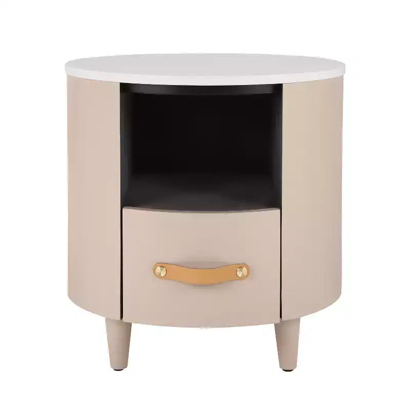 Christopher Knight Home Emmie Table de chevet ronde moderne avec tiroir de rangement et étagère ouverte
