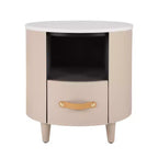Christopher Knight Home Emmie Table de chevet ronde moderne avec tiroir de rangement et étagère ouverte