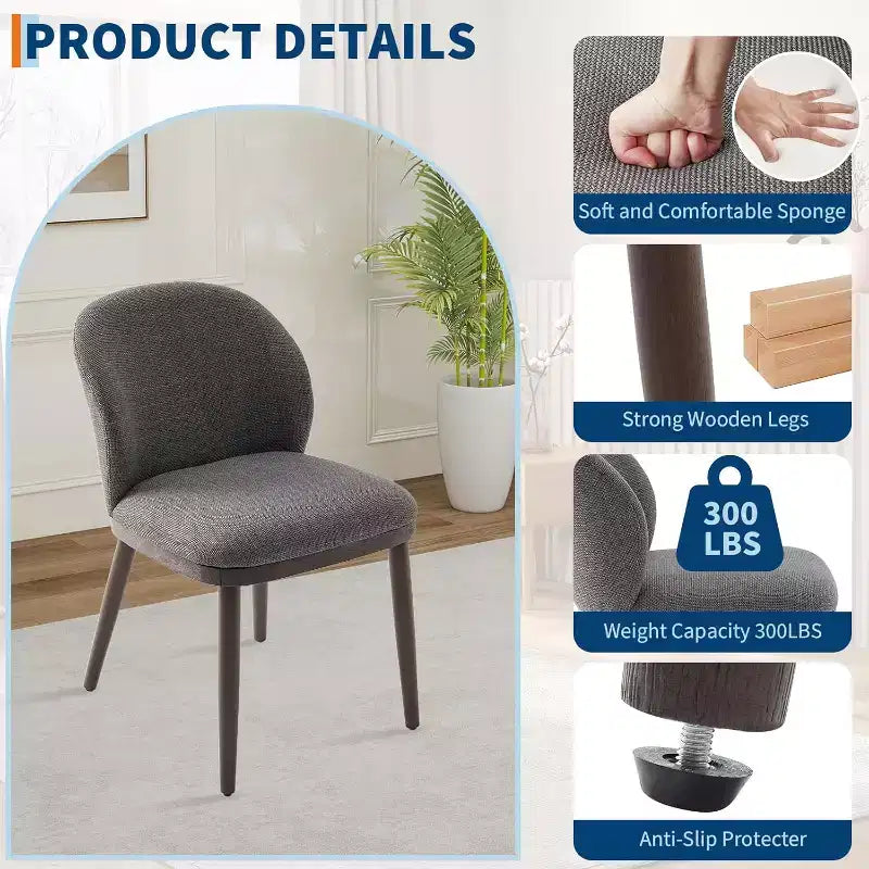 Lot de chaises de salle à manger (2/4/6 pièces), chaises de cuisine modernes rembourrées avec dossier ergonomique, chaises de salle à manger de 120 kg de capacité avec pieds en bois