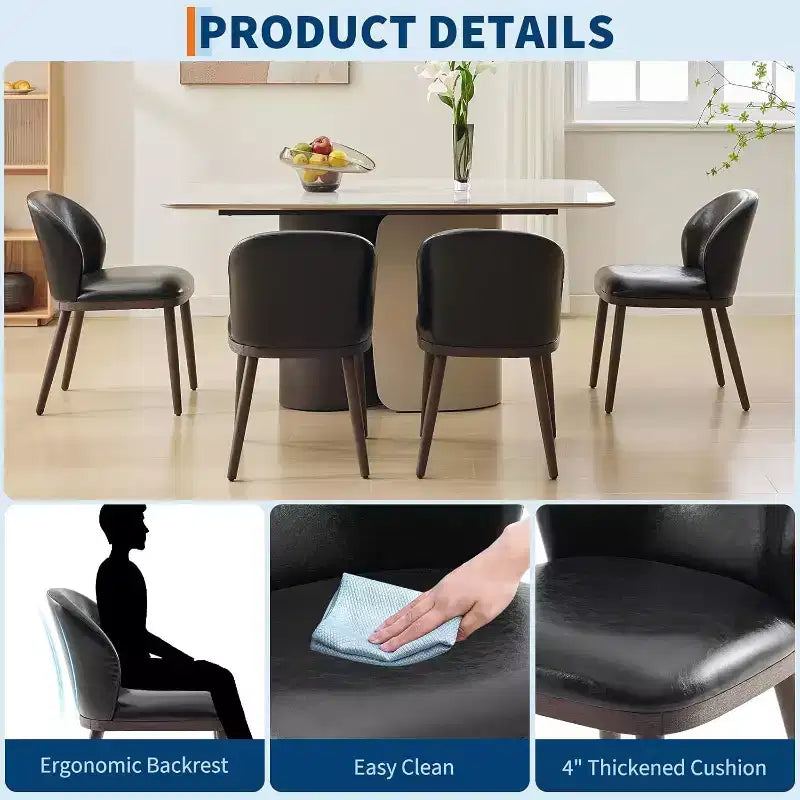 Lot de chaises de salle à manger (2/4/6 pièces), chaises de cuisine modernes rembourrées avec dossier ergonomique, chaises de salle à manger de 120 kg de capacité avec pieds en bois