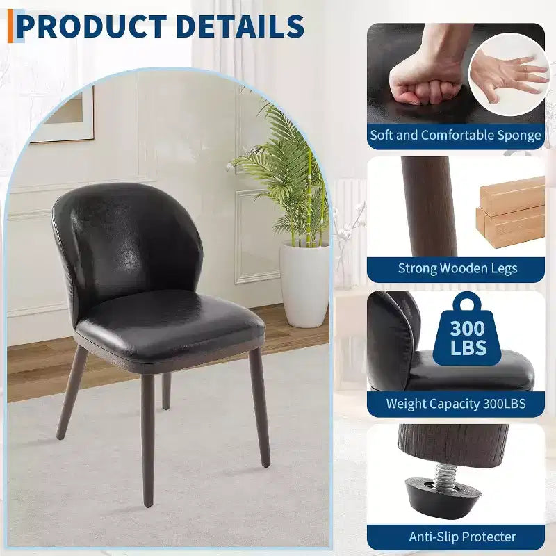 Lot de chaises de salle à manger (2/4/6 pièces), chaises de cuisine modernes rembourrées avec dossier ergonomique, chaises de salle à manger de 120 kg de capacité avec pieds en bois