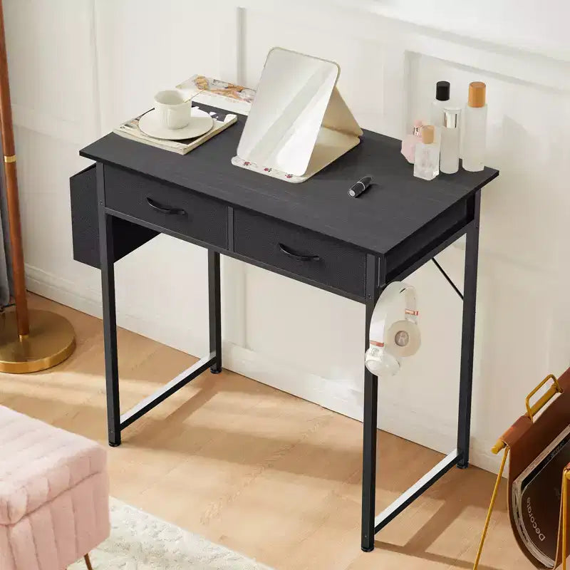 MAYEERTY Petit bureau d'ordinateur réglable de 32 pouces, table d'étude/écriture en métal avec rangement et crochet pour casque, bureau à domicile