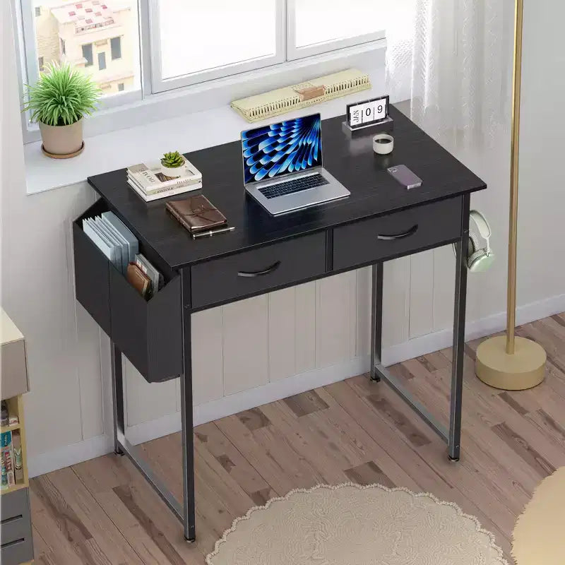MAYEERTY Petit bureau d'ordinateur réglable de 32 pouces, table d'étude/écriture en métal avec rangement et crochet pour casque, bureau à domicile