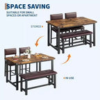 Ensemble de table à manger pour 4, table de cuisine et 2 chaises rembourrées et 1 banc, ensemble de salle à manger en bois