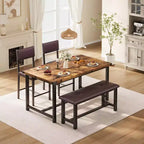 Ensemble de table à manger pour 4, table de cuisine et 2 chaises rembourrées et 1 banc, ensemble de salle à manger en bois