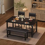 Ensemble de table à manger pour 4, table de cuisine et 2 chaises rembourrées et 1 banc, ensemble de salle à manger en bois