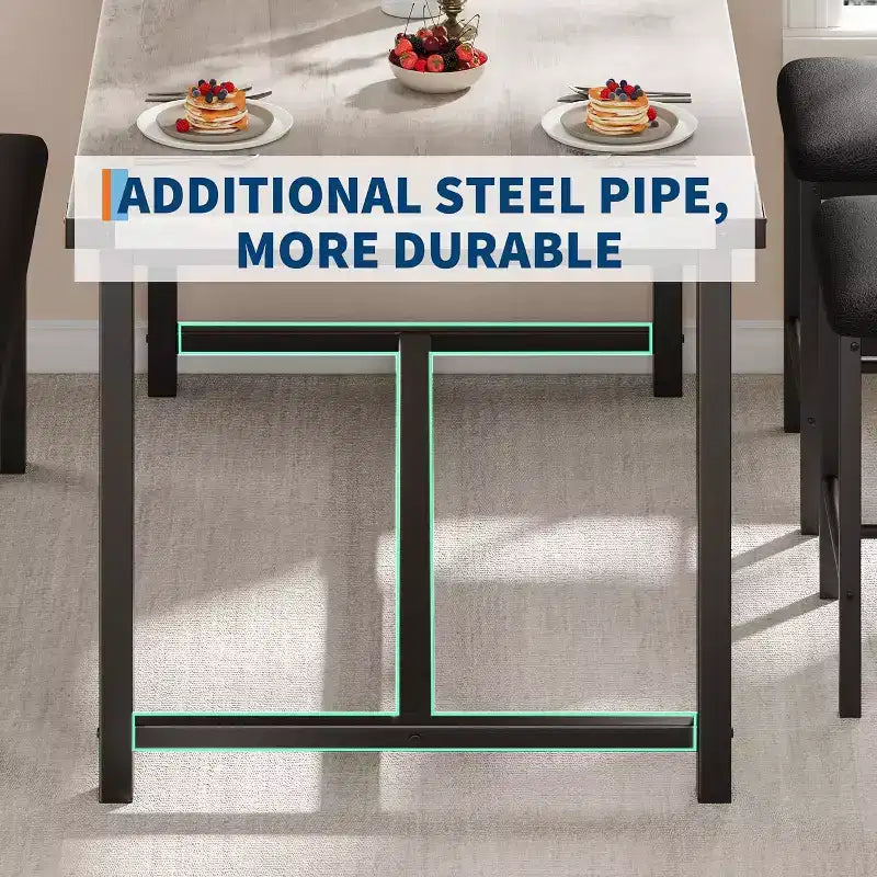 Ensemble de table à manger pour 4, table de cuisine et 2 chaises rembourrées et 1 banc, ensemble de salle à manger en bois
