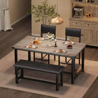 Ensemble de table à manger pour 4, table de cuisine et 2 chaises rembourrées et 1 banc, ensemble de salle à manger en bois