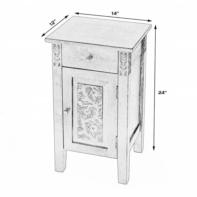HomeRoots 24 Table d'appoint en bois massif marron naturel avec armoire et tiroir