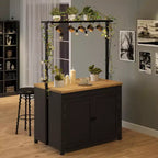 41 Îlot de cuisine avec rangement, chariot de cuisine multifonctionnel robuste avec comptoir de 1,2", étagères à 2 niveaux, 5 crochets, table de bar à café en métal