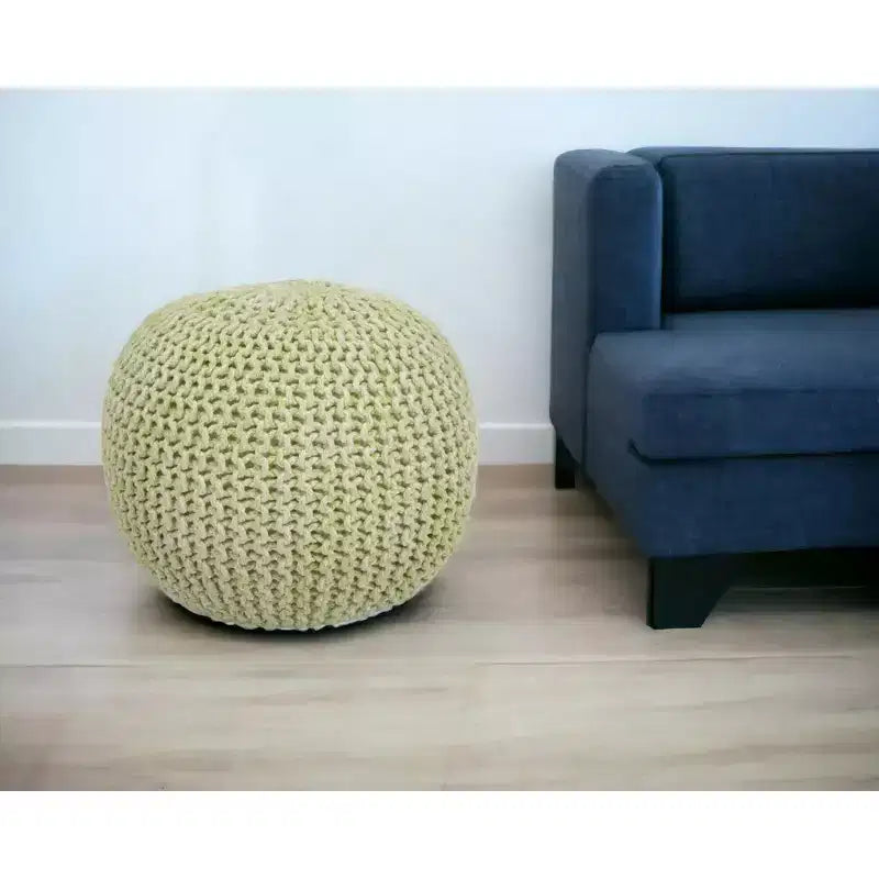 HomeRoots Pouf rond ottoman en laine verte 19
