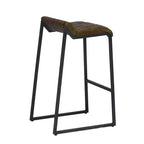 HomeRoots 27 Chaise de bar sans dossier en fer marron et noir à hauteur de comptoir