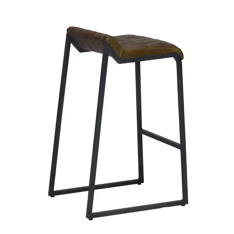 HomeRoots 27 Chaise de bar sans dossier en fer marron et noir à hauteur de comptoir