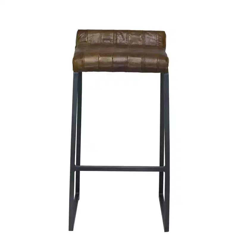 HomeRoots 27 Chaise de bar sans dossier en fer marron et noir à hauteur de comptoir
