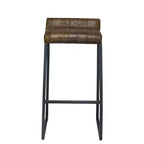 HomeRoots 27 Chaise de bar sans dossier en fer marron et noir à hauteur de comptoir