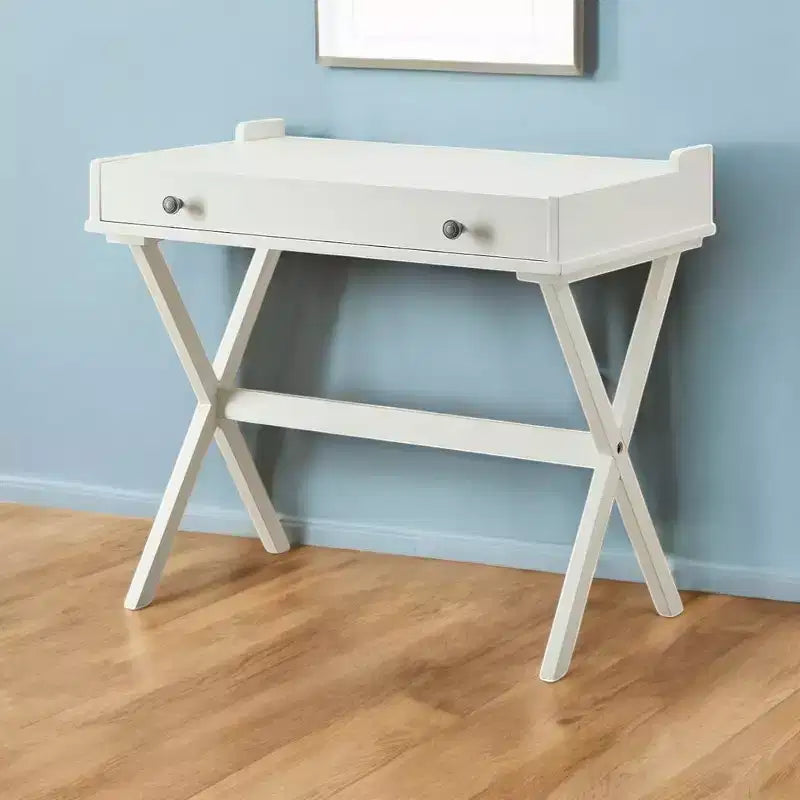 HomeRoots 34 Table de travail à plateau rabattable en bois blanc vieilli