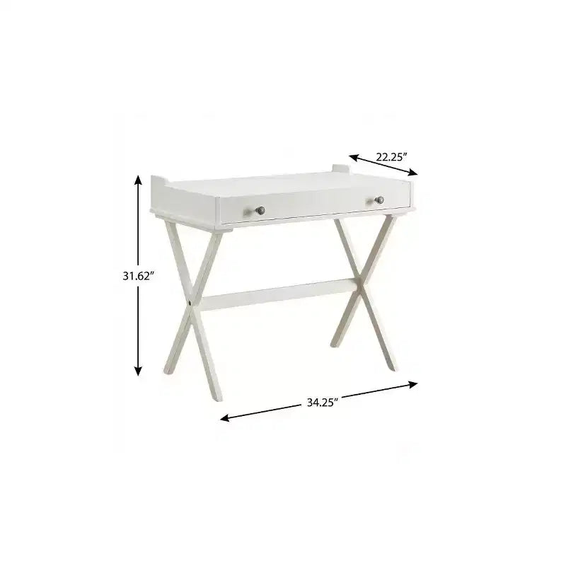 HomeRoots 34 Table de travail à plateau rabattable en bois blanc vieilli