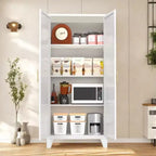 Armoire métallique Chic Crate 61" à 2 portes galbées, verrouillable, étagères réglables pour cuisine/chambre/salon (blanc)