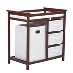 Table à langer pour bébé, commode moderne à langer avec panier à linge, table à langer, 3 tiroirs et matelas à langer pour nourrisson