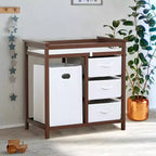 Table à langer pour bébé, commode moderne à langer avec panier à linge, table à langer, 3 tiroirs et matelas à langer pour nourrisson