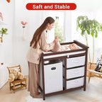 Table à langer pour bébé, commode moderne à langer avec panier à linge, table à langer, 3 tiroirs et matelas à langer pour nourrisson