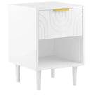Table de Chevet Moderne en Bois Blanc avec Tiroir et Étagère - ModernLuxe