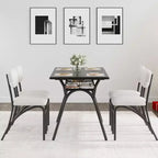 Ensemble de salle à manger 5 pièces pour petits espaces avec table rectangulaire, étagère de rangement intégrée, 4 chaises de luxe en velours, surface résistante aux rayures, peu encombrant