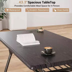 Ensemble de salle à manger 5 pièces pour petits espaces avec table rectangulaire, étagère de rangement intégrée, 4 chaises de luxe en velours, surface résistante aux rayures, peu encombrant
