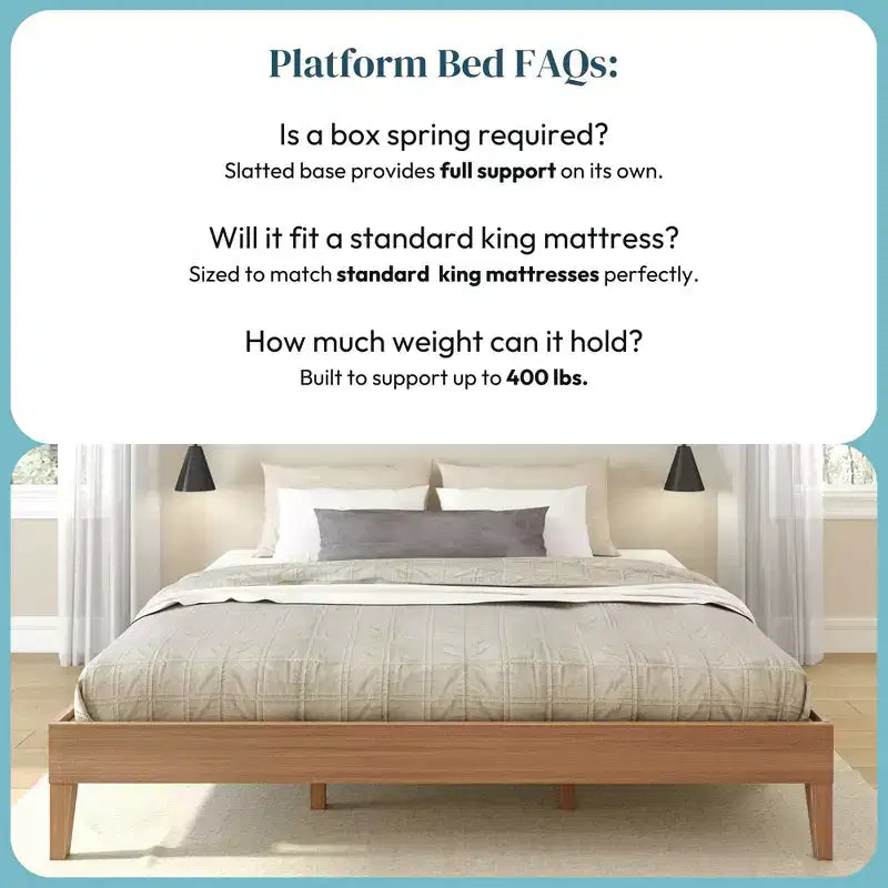 Cadre de lit Now Furniture King, lit plateforme en bois