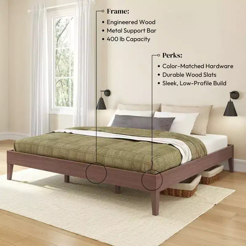 Cadre de lit Now Furniture King, lit plateforme en bois