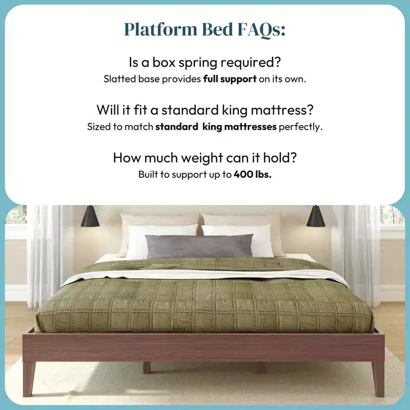 Cadre de lit Now Furniture King, lit plateforme en bois